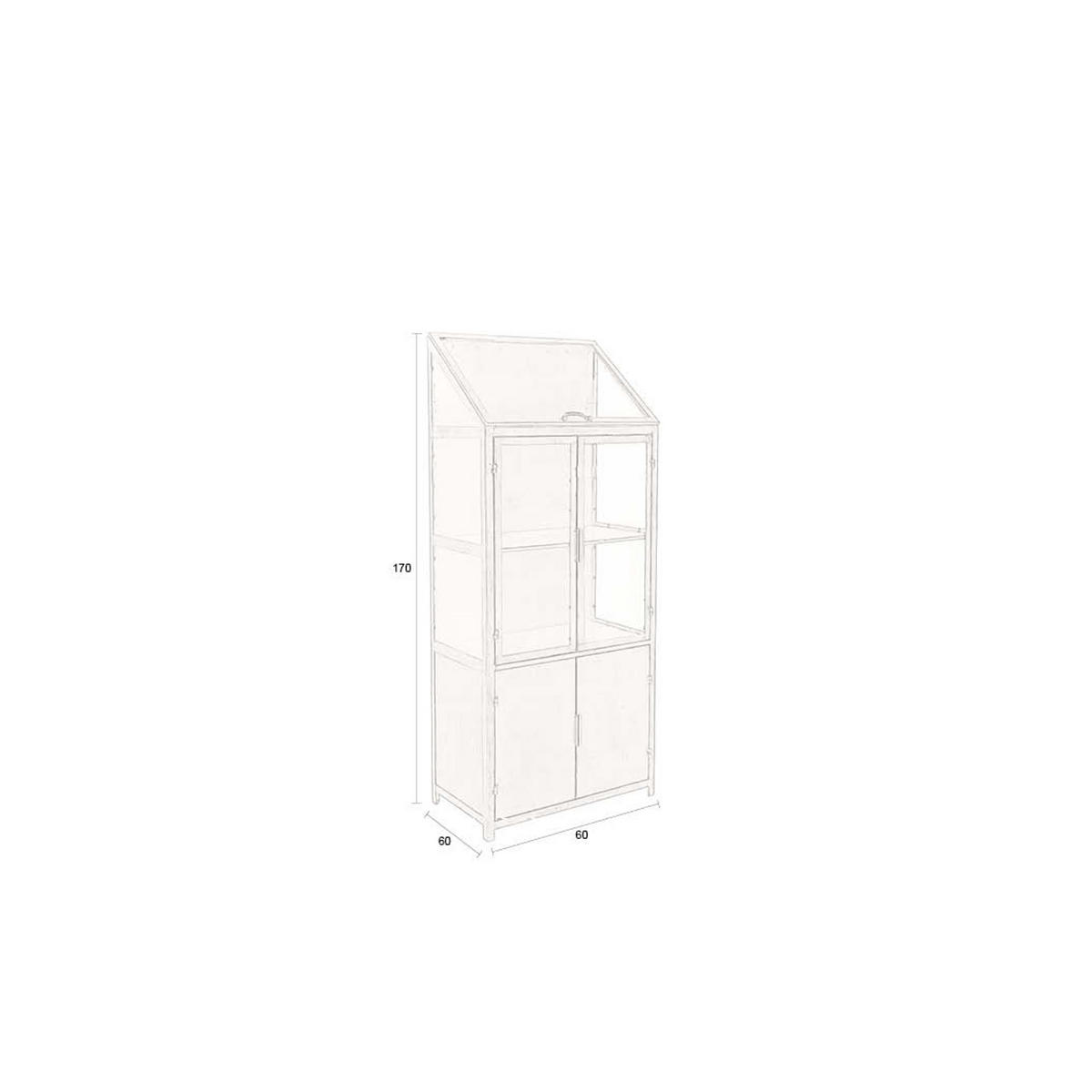 VITRINENSCHRANK Monviso - Grau, Metall (64/151/35cm) - Dutchbone
