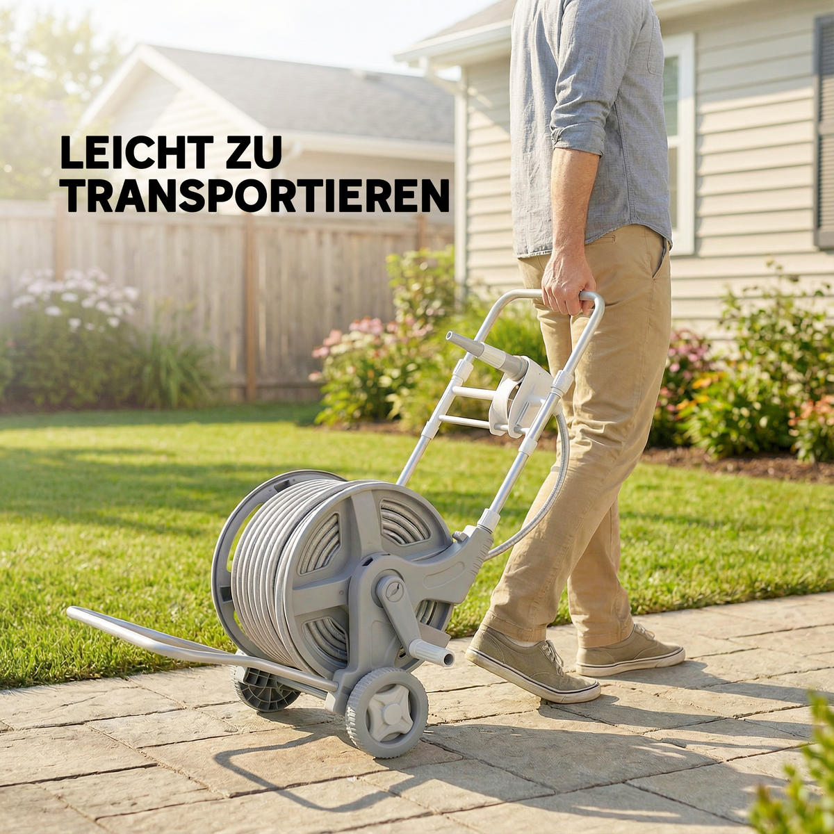 SCHLAUCHWAGEN Kunststoff Grau 45/44/78 cm - Grau, Kunststoff (44/78/45cm) - Outsunny