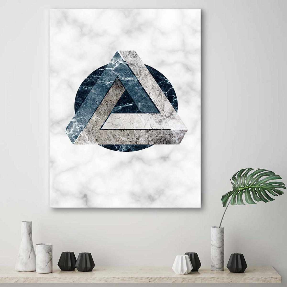 LEINWANDBILD Geometrische Abstraktion - Marmor - Grau, Textil (80/120cm) - Feeby