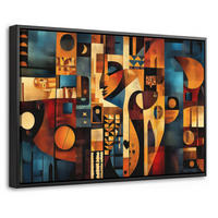 LEINWAND Bilder mit Rahmen - Figuren - Abstrakt - Symbole - 60x40 - Terracotta, Textil (60/40cm) - MuchoWow