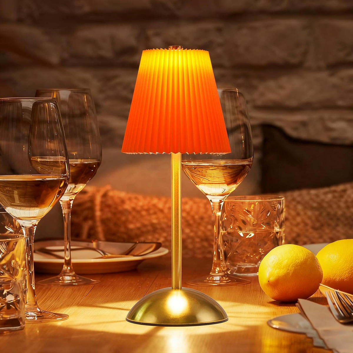 LED stolní lampa BROWN III 12/12/30 cm (sada 2 ks) - pomerančová, kov (12/12/30cm) - Nettlife