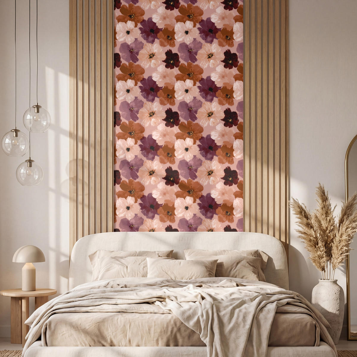 TAPETE - Blumen - Abstrakt - Erdtöne - 120x280 cm - Multicolor, Papier (120/280cm) - OnlyWow