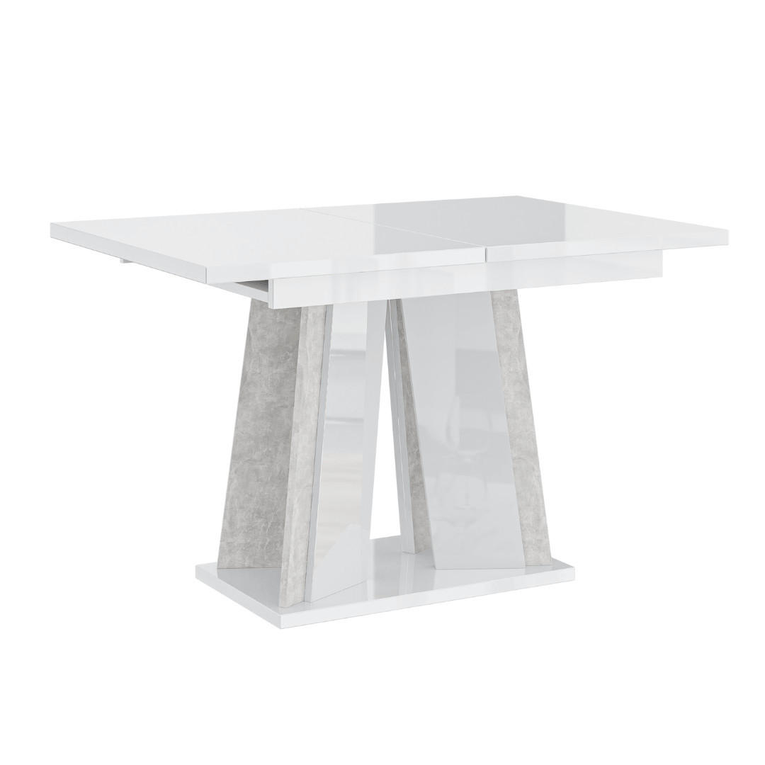 ESSTISCH Ausziehbar 120 - 160 cm Weiß Hochglanz und Grau Betonoptik - Weiß Hochglanz/Grau, Holzwerkstoff (120/80/75cm) - PROSPERO