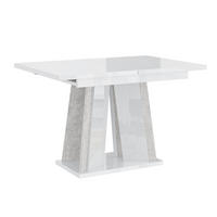 ESSTISCH Ausziehbar 120 - 160 cm Weiß Hochglanz und Grau Betonoptik - Weiß Hochglanz/Grau, Holzwerkstoff (120/80/75cm) - PROSPERO