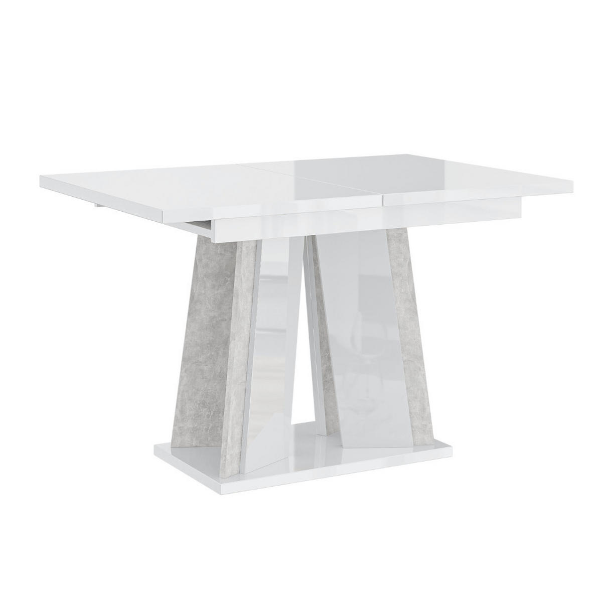 ESSTISCH Ausziehbar 120 - 160 cm Weiß Hochglanz und Grau Betonoptik - Weiß Hochglanz/Grau, Holzwerkstoff (120/80/75cm) - PROSPERO