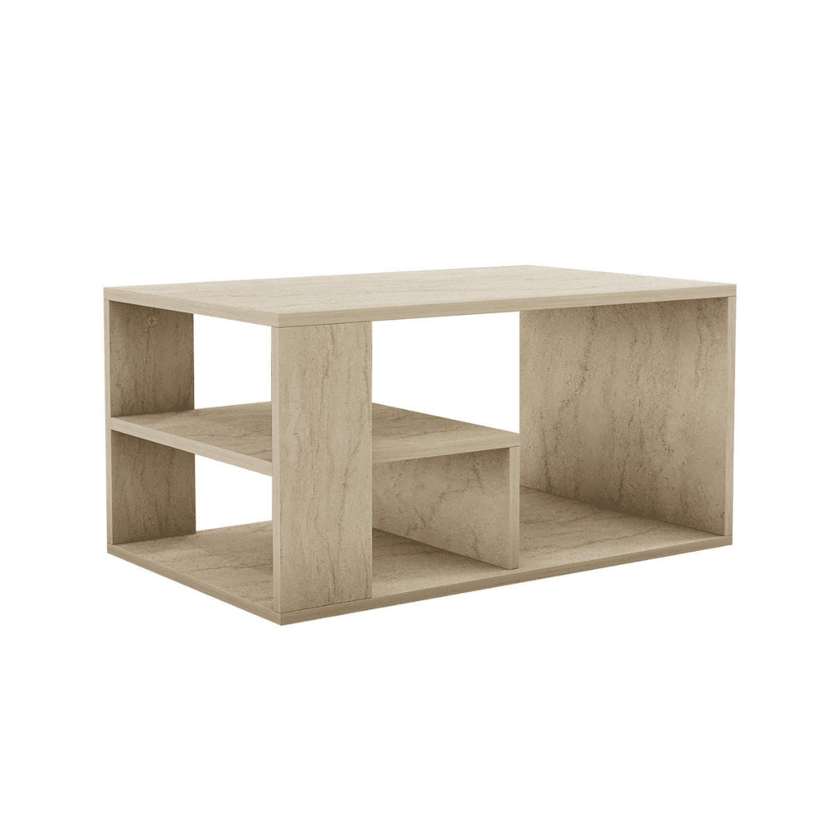 COUCHTISCH mit regalböden, travertin-dekor - eros 80/40/50 cm - Beige, Holzwerkstoff (80/40/50cm) - Calicosy