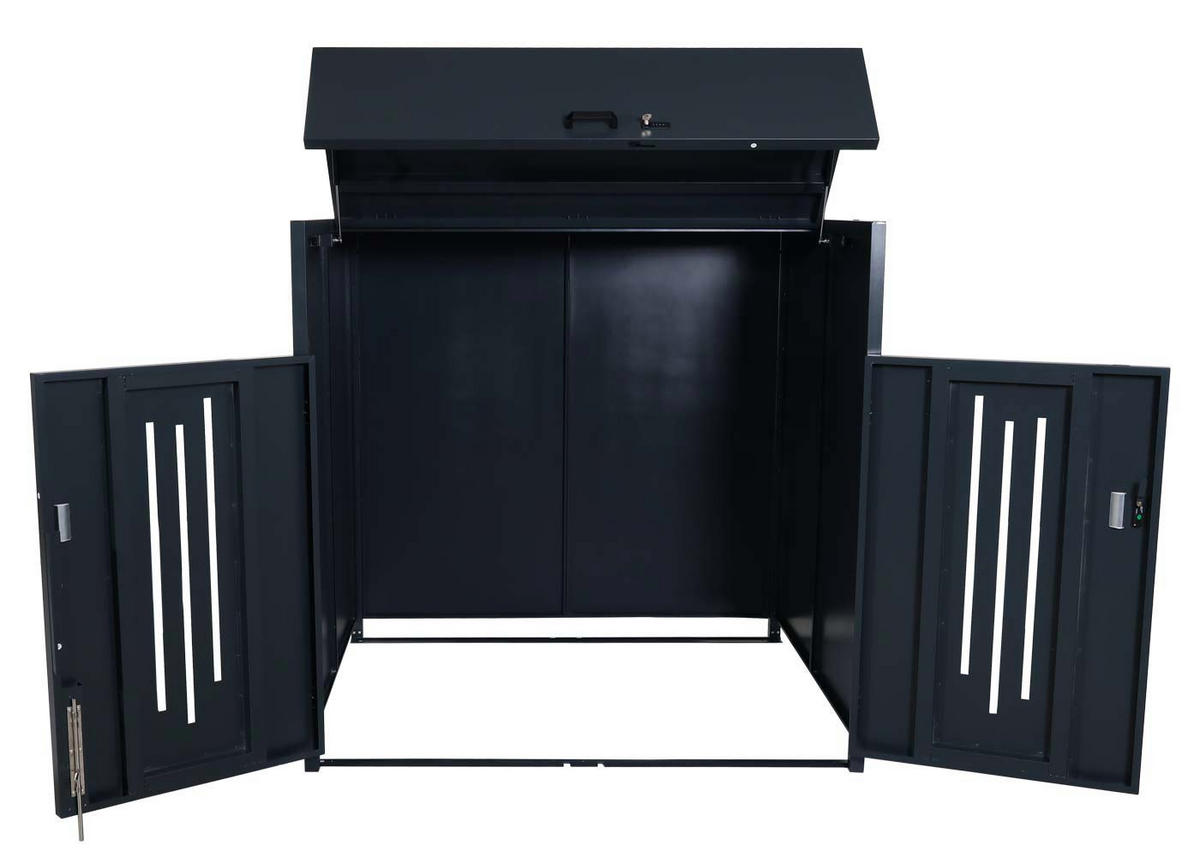 MÜLLTONNENBOX 154x160x136cm Anthrazit Müllcontainerbox - Grau, Metall (160/154/136cm) - PROREGAL