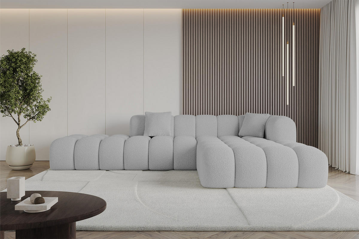 ECKSOFA Ottomane Rechts OLEA-L2 - 289x176x71 cm Hellgrau - Hellgrau/Schwarz, Holzwerkstoff/Kunststoff (289/176cm) - ALTDECOR