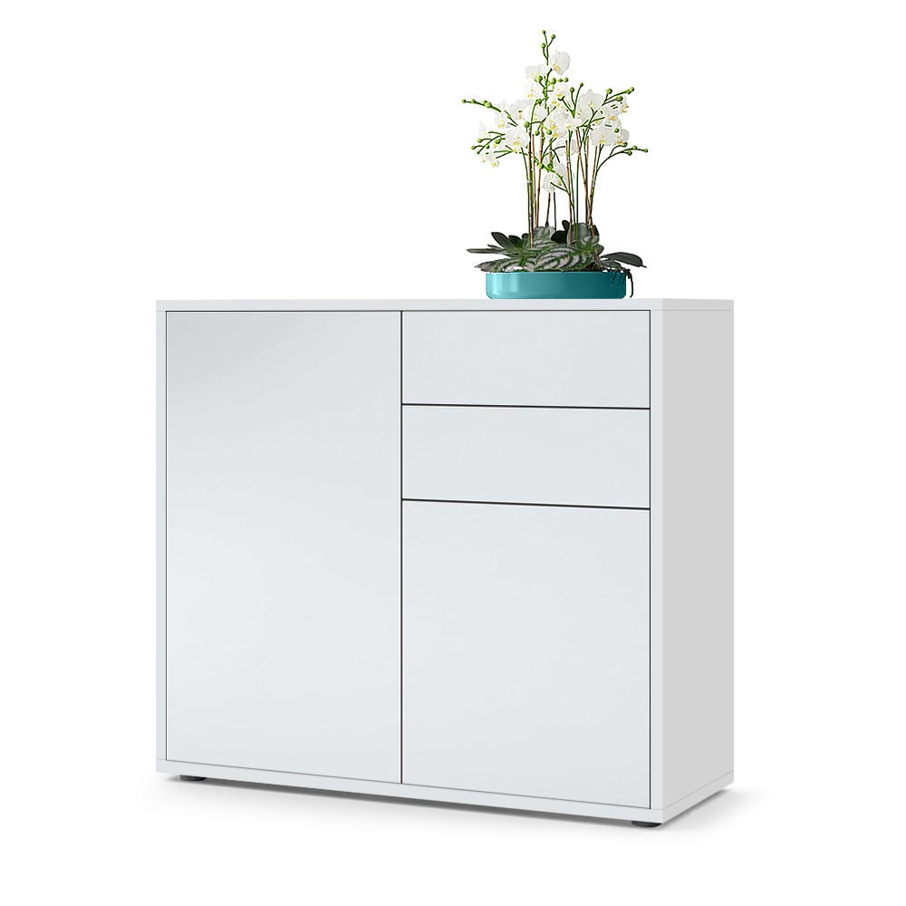 KOMMODE Ben Front in Weiß matt - Weiß, Holzwerkstoff (79/74/36cm) - Vladon