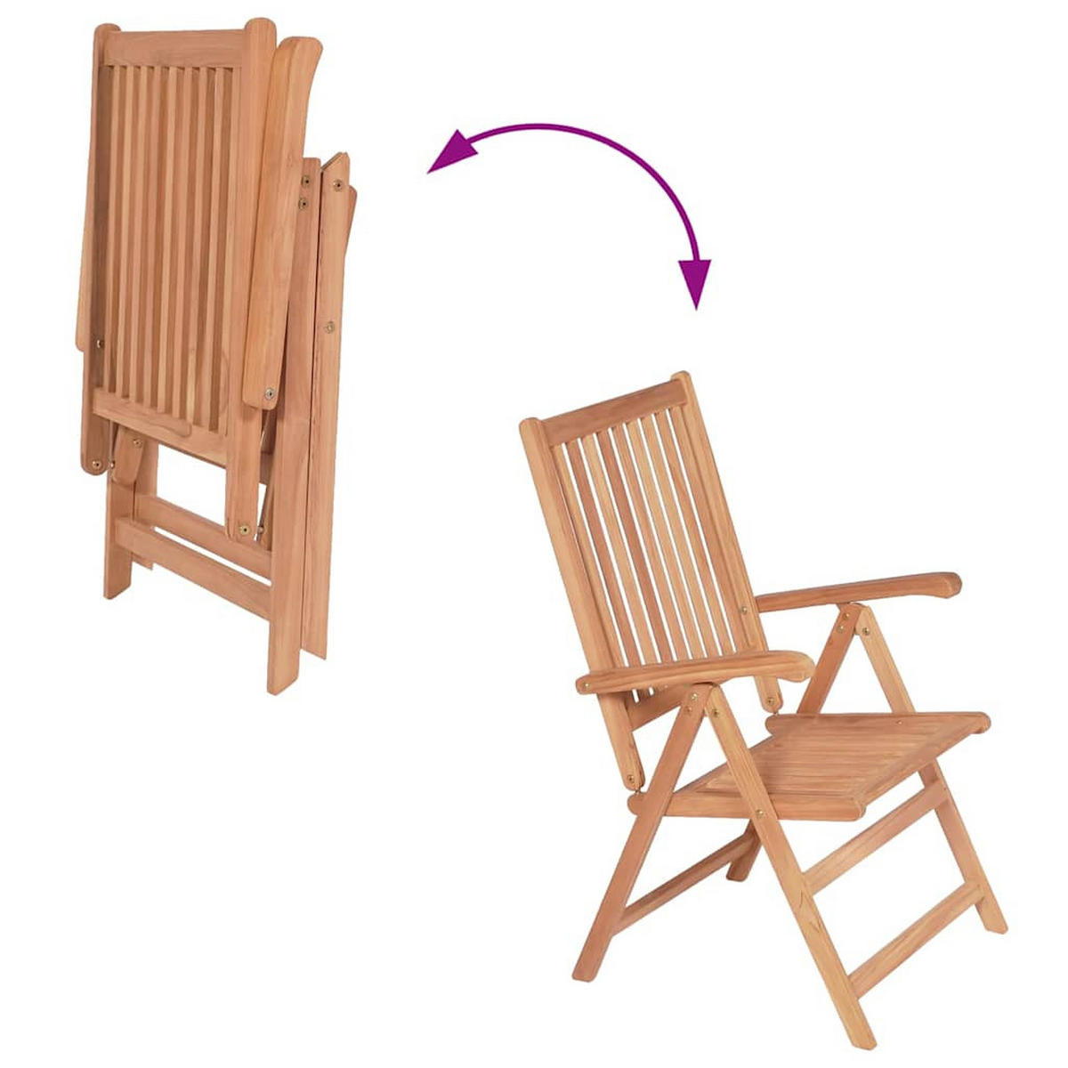 GARTENSTÜHLE Verstellbare 2er Set Massivholz Teak - Braun, Holz (57/100/71.5cm) - vidaXL