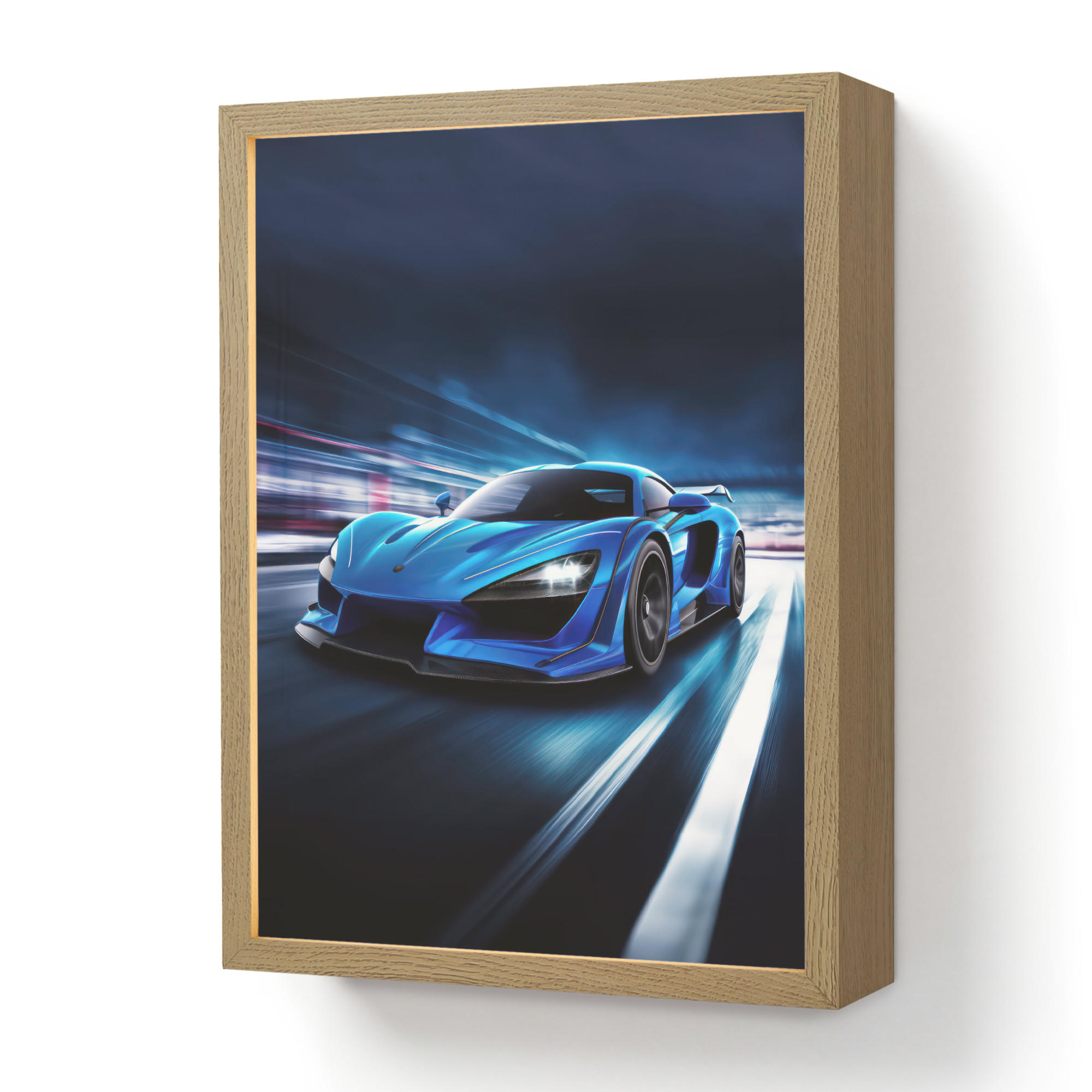 OnlyWow NÁSTĚNNÁ LAMPA S AKUMULÁTOREM Auto - Modrá - Chlapci - Dítě 30x40 cm