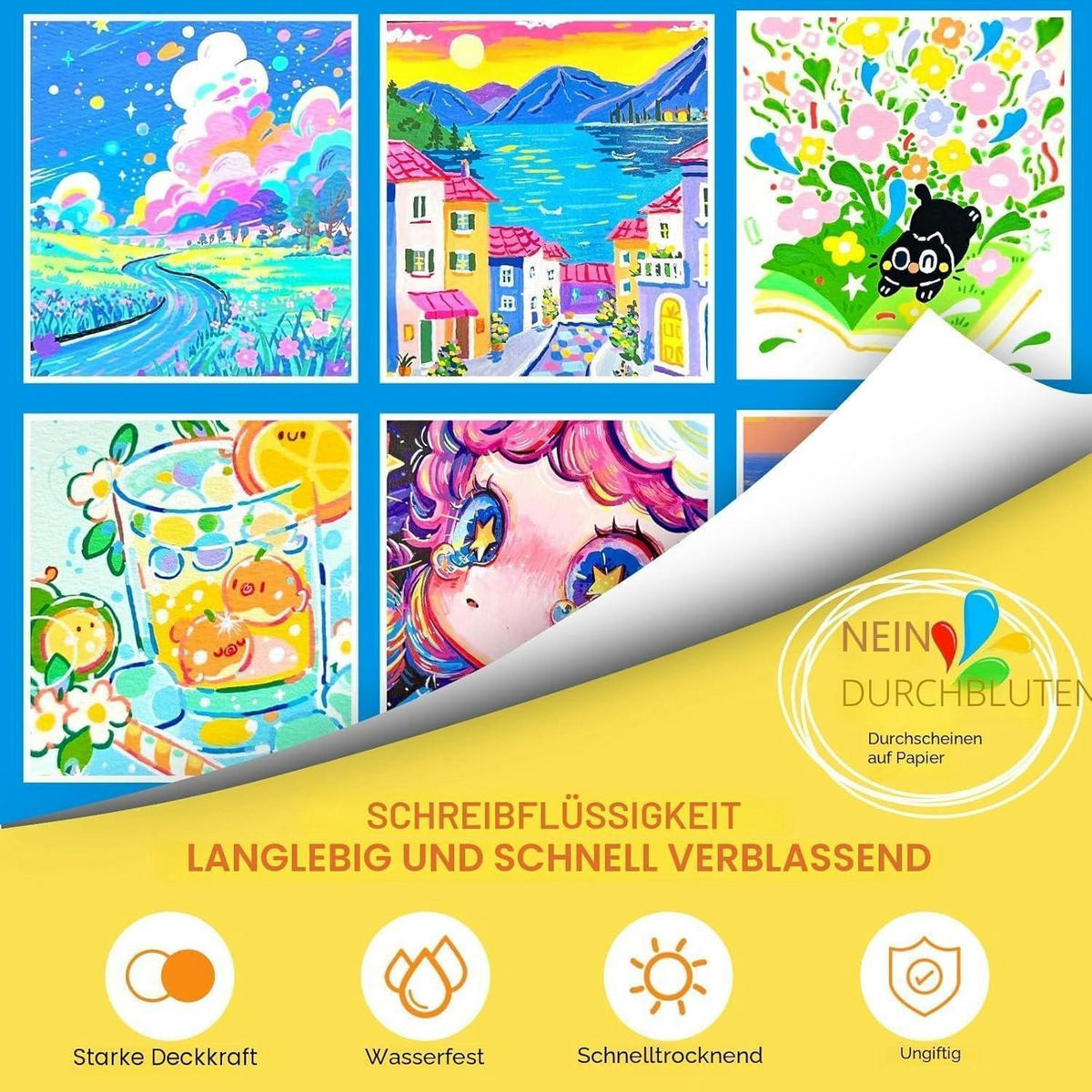 MARKER-SET 162 Farben Acryl-Marker wasserfest - Multicolor, Kunststoff (13/15/26cm)