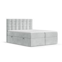BOXBETT Sansa Hellgrau 120/200 cm mit Taschenmatratze und Topper - Hellgrau/Schwarz, Holz/Holzwerkstoff (120/200cm) - Maison de Reve