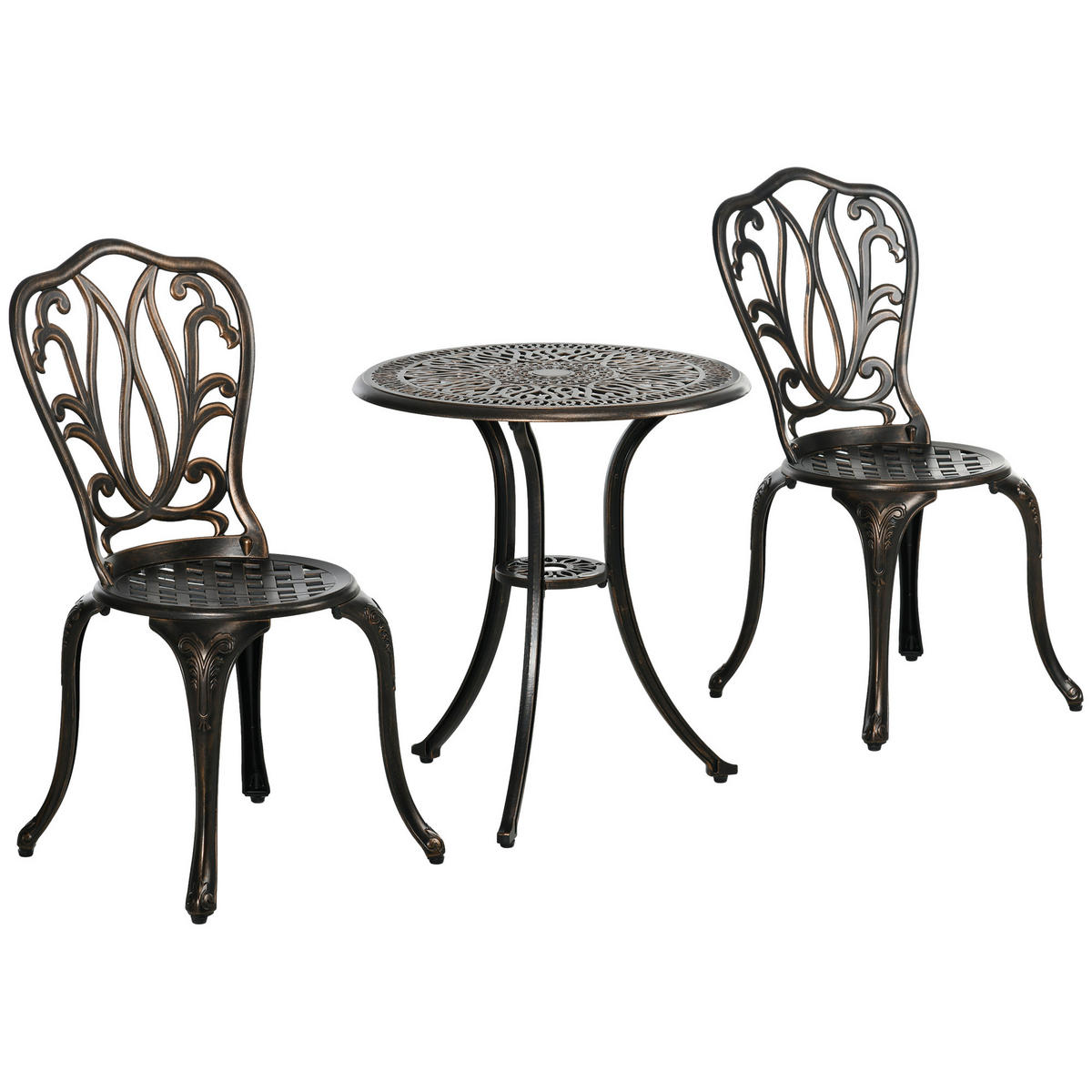 BALKONSET 3-teilig DE-14113 Retro-Stil, Aluminiumguss Bronze - Bronzefarben, Metall - ComfortXL