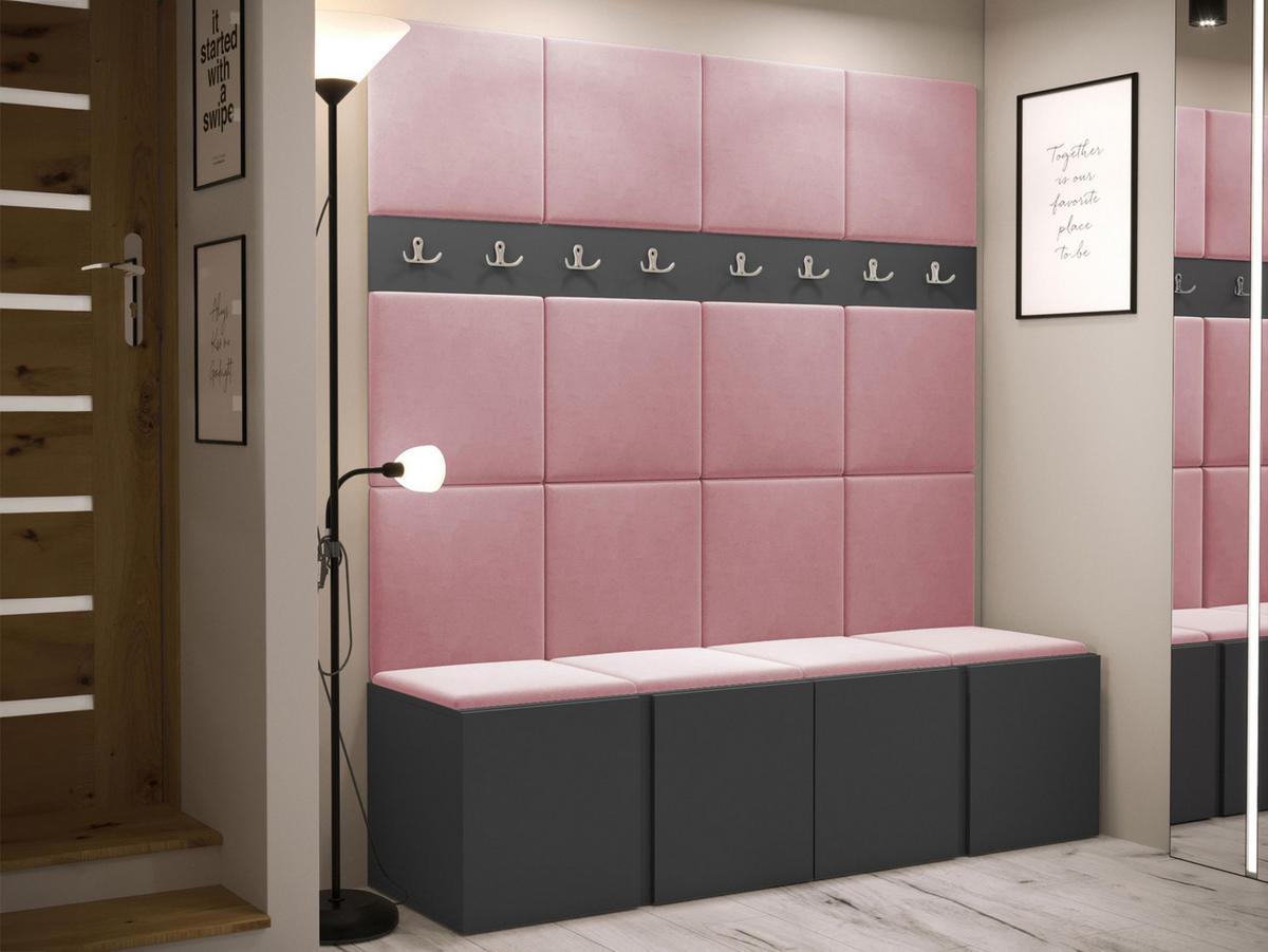 GARDEROBEN-SET Orion V - Graphitfarben/Rosa, Holzwerkstoff/Kunststoff (168/186/46cm) - MIRJAN24