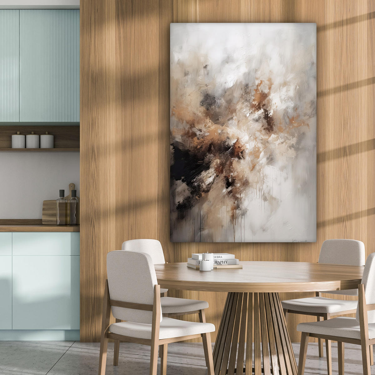 LEINWANDBILD - Farbe - Abstrakt - Beige - Kunst - 80x120 - Wanddeko - Greige, Textil (80/120cm) - MuchoWow