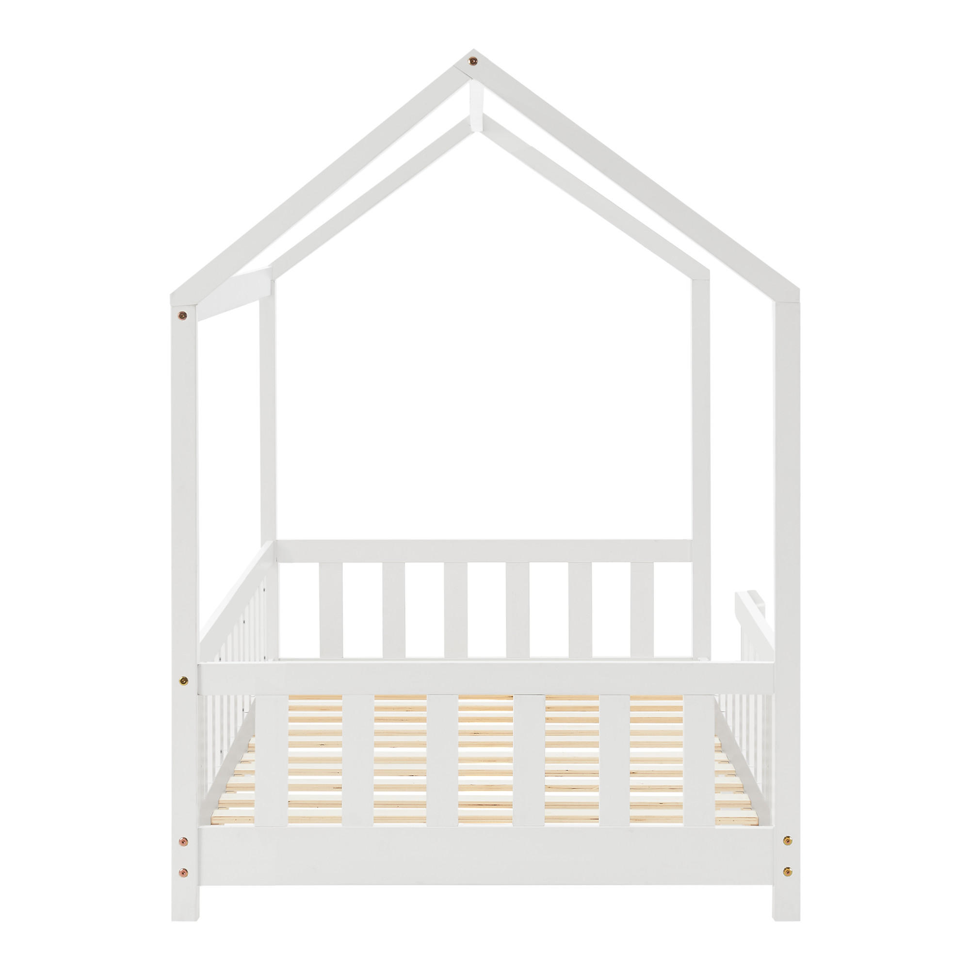 HAUSBETT Hesel - Weiß, Holz (90/200cm) - [en.casa]