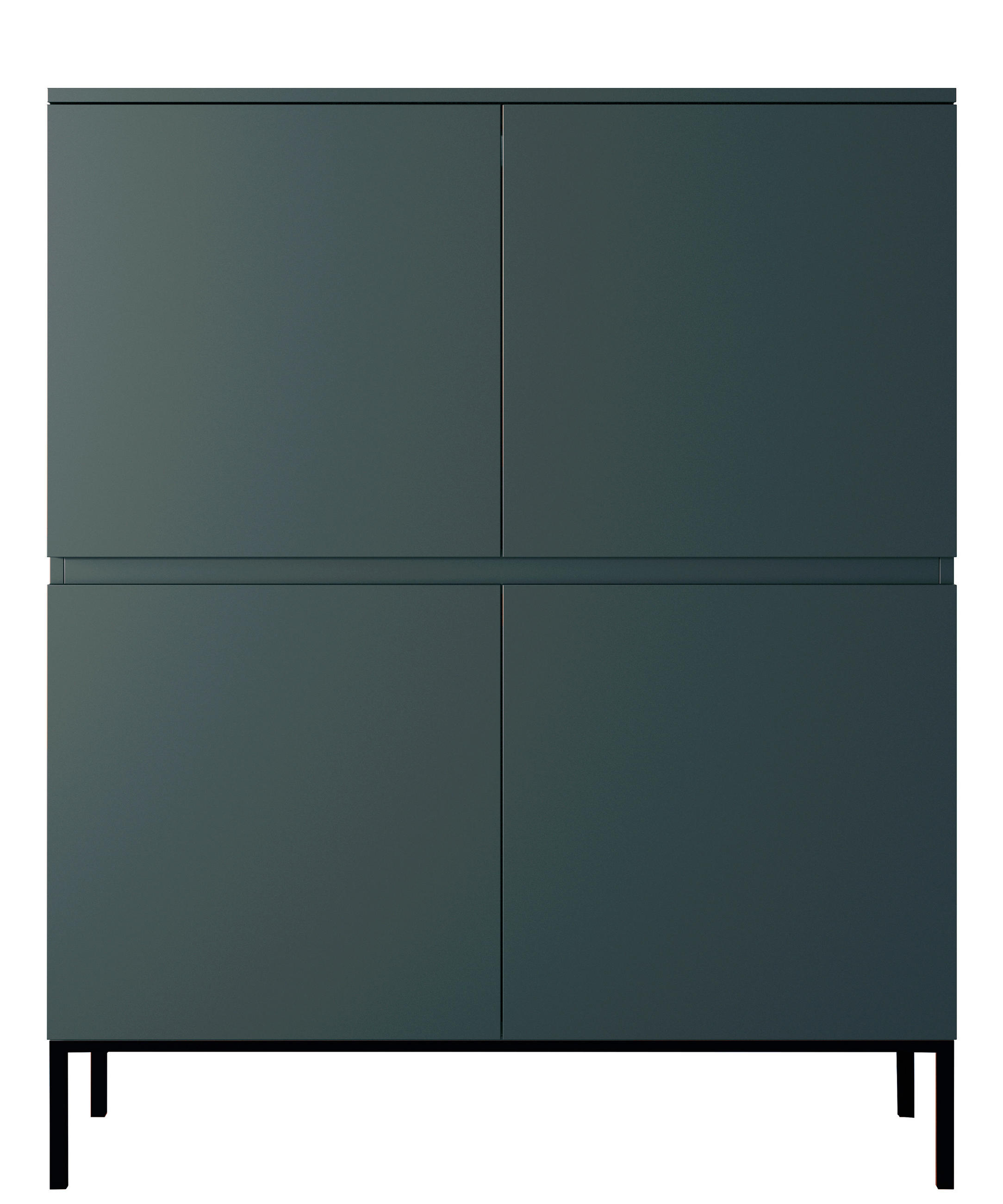 HIGHBOARD Bemmi Dunkelgrün mit Metallbeinen 100 cm - Dunkelgrün/Schwarz, Holzwerkstoff/Metall (100/122/35cm) - Selsey