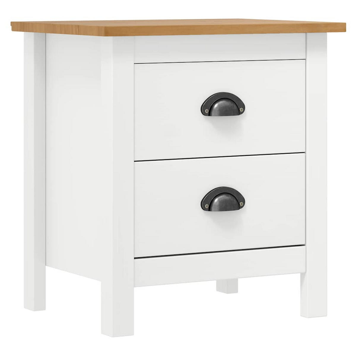 NACHTTISCH 2Er Set Weiss 46/35/49,5 Cm Massivholz Kiefer - Weiß, Holz (35/49.5/46cm) - vidaXL