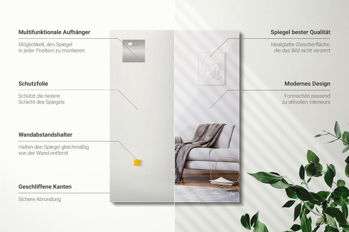 SPIEGEL Rechteckig 80x60 cm - Transparent, Glas (80/60/0.4cm) - Wallfluent