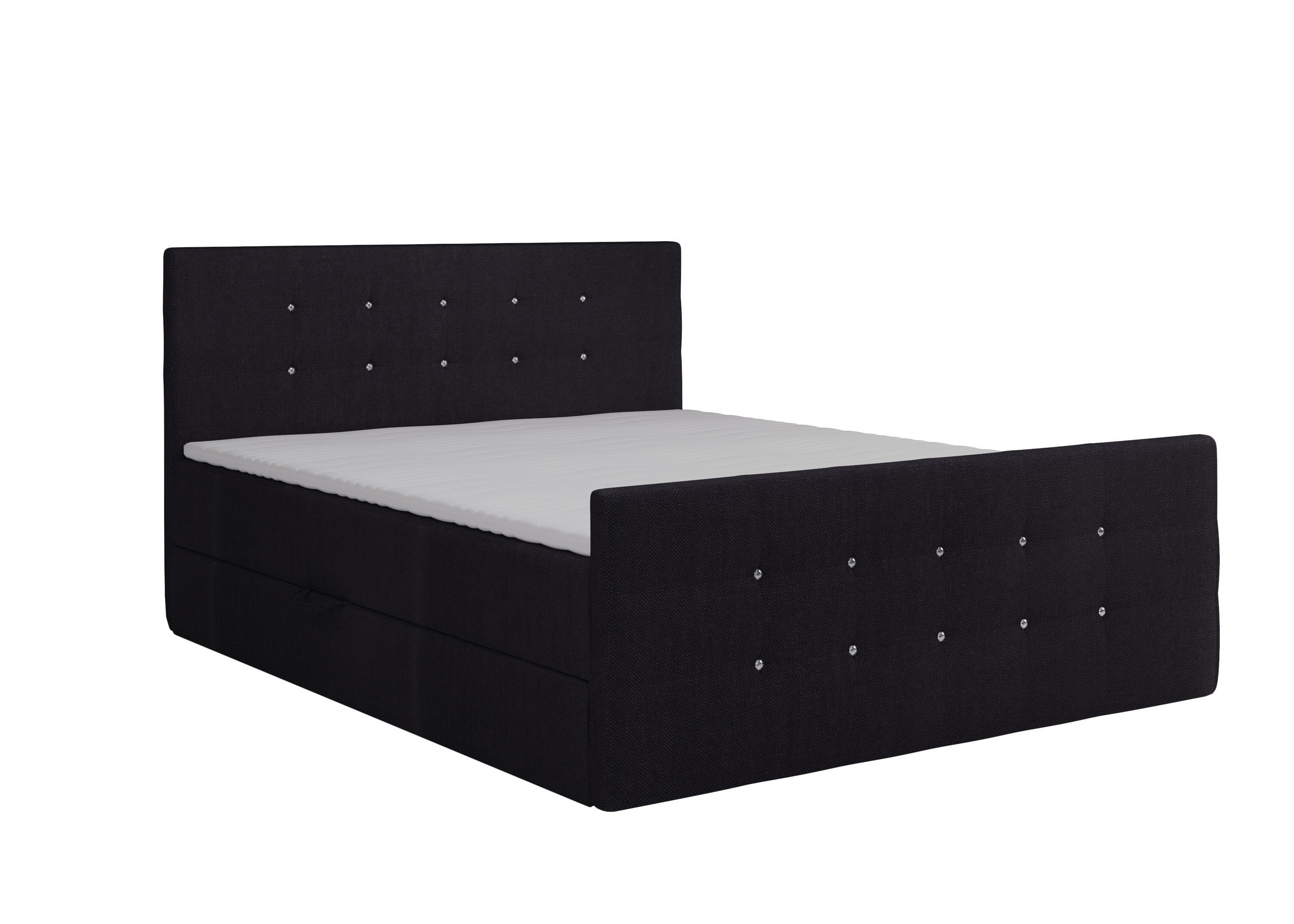 BOXBETT Paris Schwarz 160x200 cm Bettkasten + Topper - Schwarz, Holz/Textil (160/200cm) - Comfortic