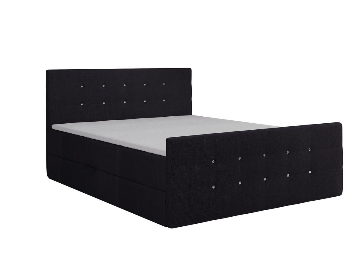 BOXBETT Paris Schwarz 200x200 cm Bettkasten + Topper - Schwarz, Holz/Textil (200/200cm) - Comfortic