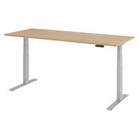 SCHREIBTISCH elektrisch XDKB 80/200/74 cm in Eichefarben/Silberfarben - Eichefarben/Silberfarben, Holzwerkstoff (80/200/74cm) - bümö