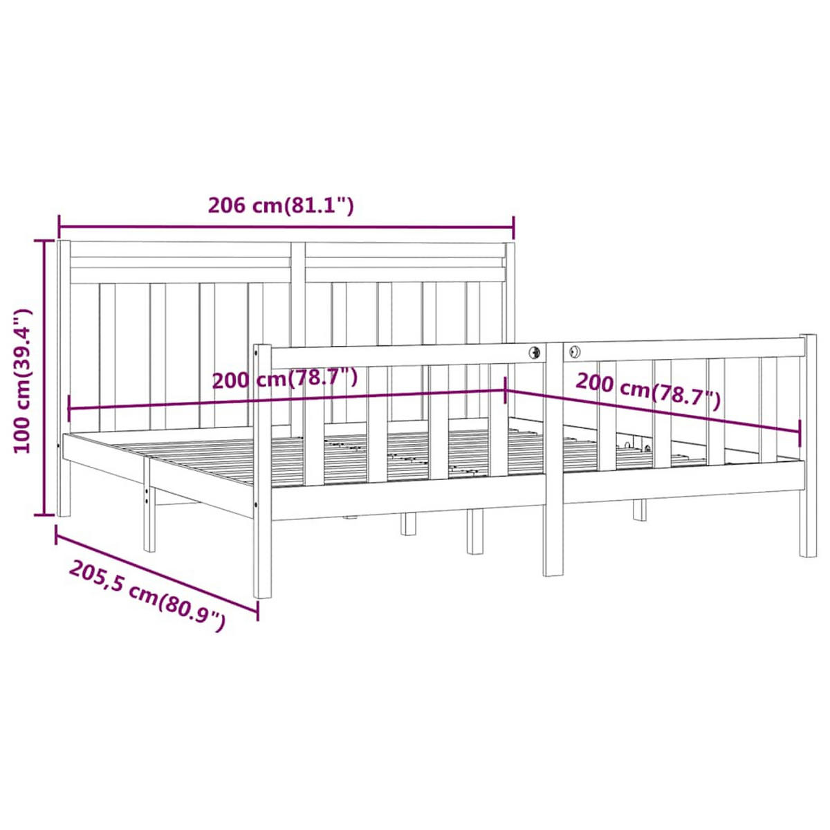 MASSIVHOLZBETT Kiefer 200/200 Cm - Braun, Holz (200/200cm) - vidaXL