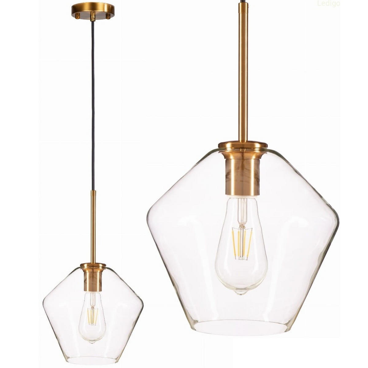 PENDELLEUCHTE Paris - Transparent/Goldfarben, Glas/Metall (23/23/123cm) - kiki design