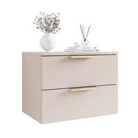 NACHTKOMMODE LINA KASCHMIR 2S LED hängend goldener Chromgriff - Kaschmir, Holzwerkstoff (55/42/37cm) - Lookway