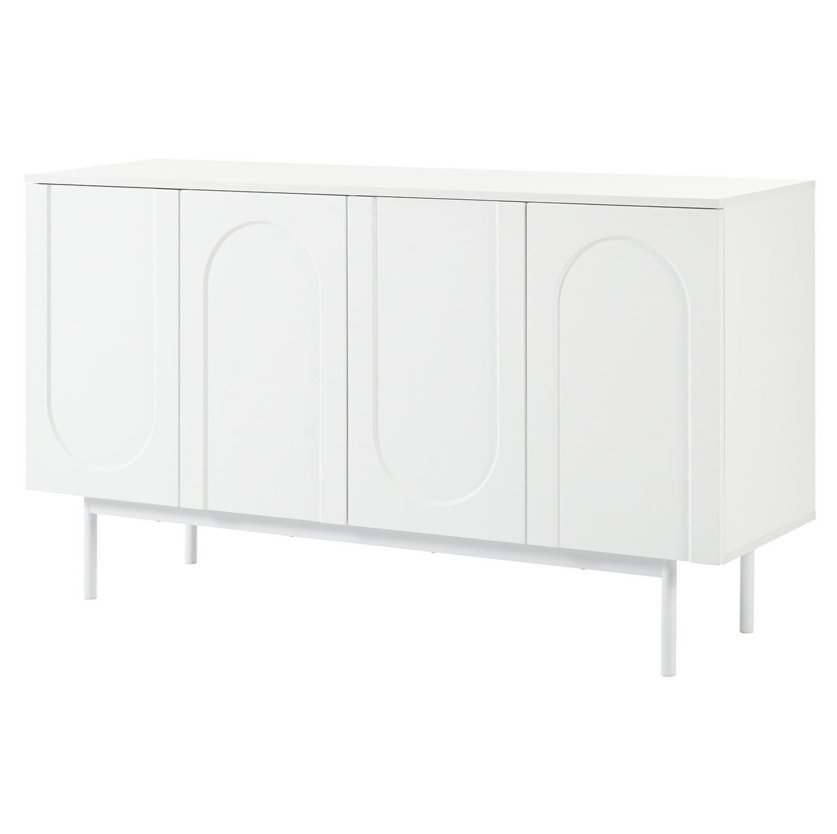 SIDEBOARD 140/42/80 cm Weiß aus MDF mit verstellbaren Einlegeböden - Weiß, Holzwerkstoff (42/80/140cm) - OKMYHOME