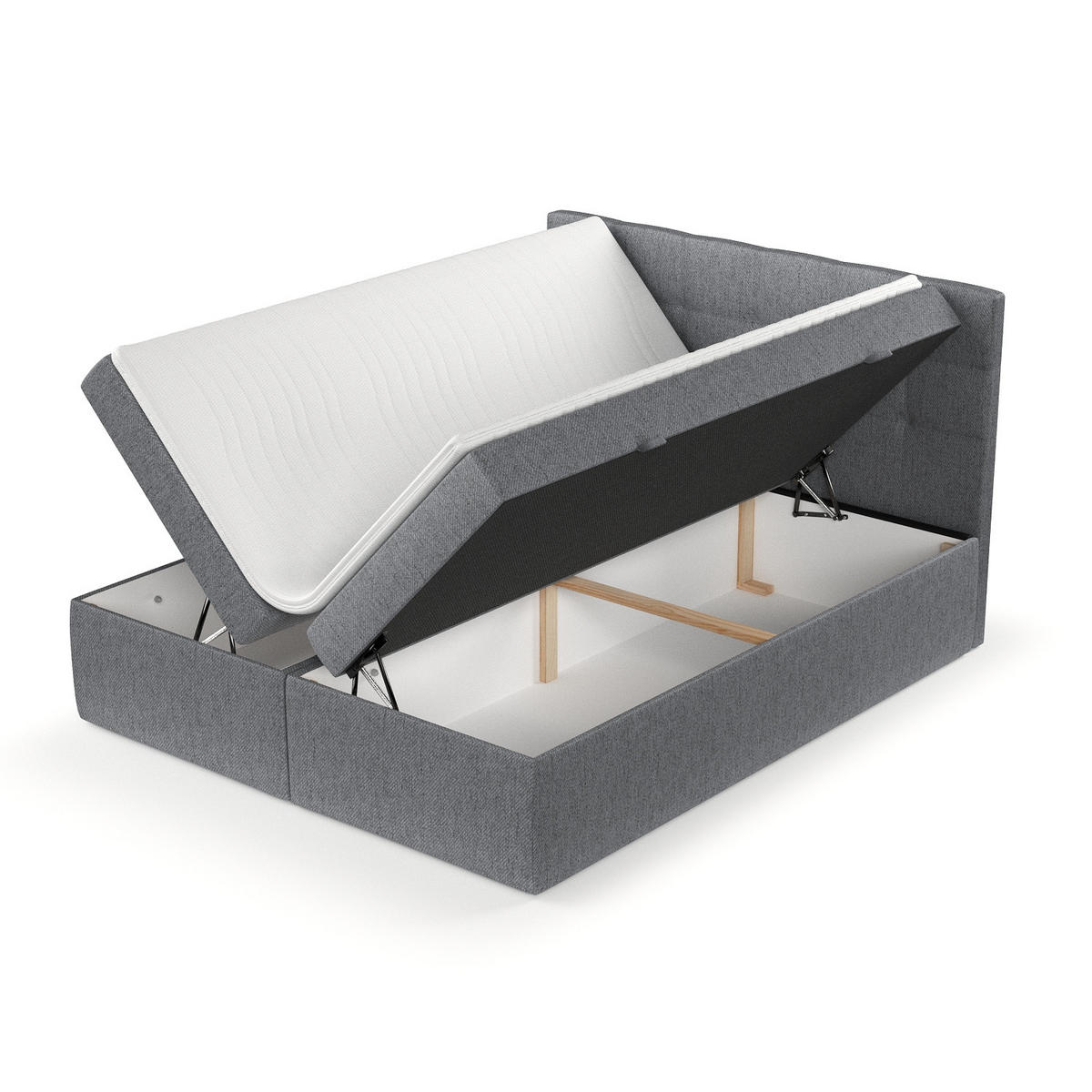 BOXBETT Tari Grau 180/200 cm mit Matratze und Topper - Schwarz/Grau, Holz/Holzwerkstoff (180/200cm) - Maison de Reve