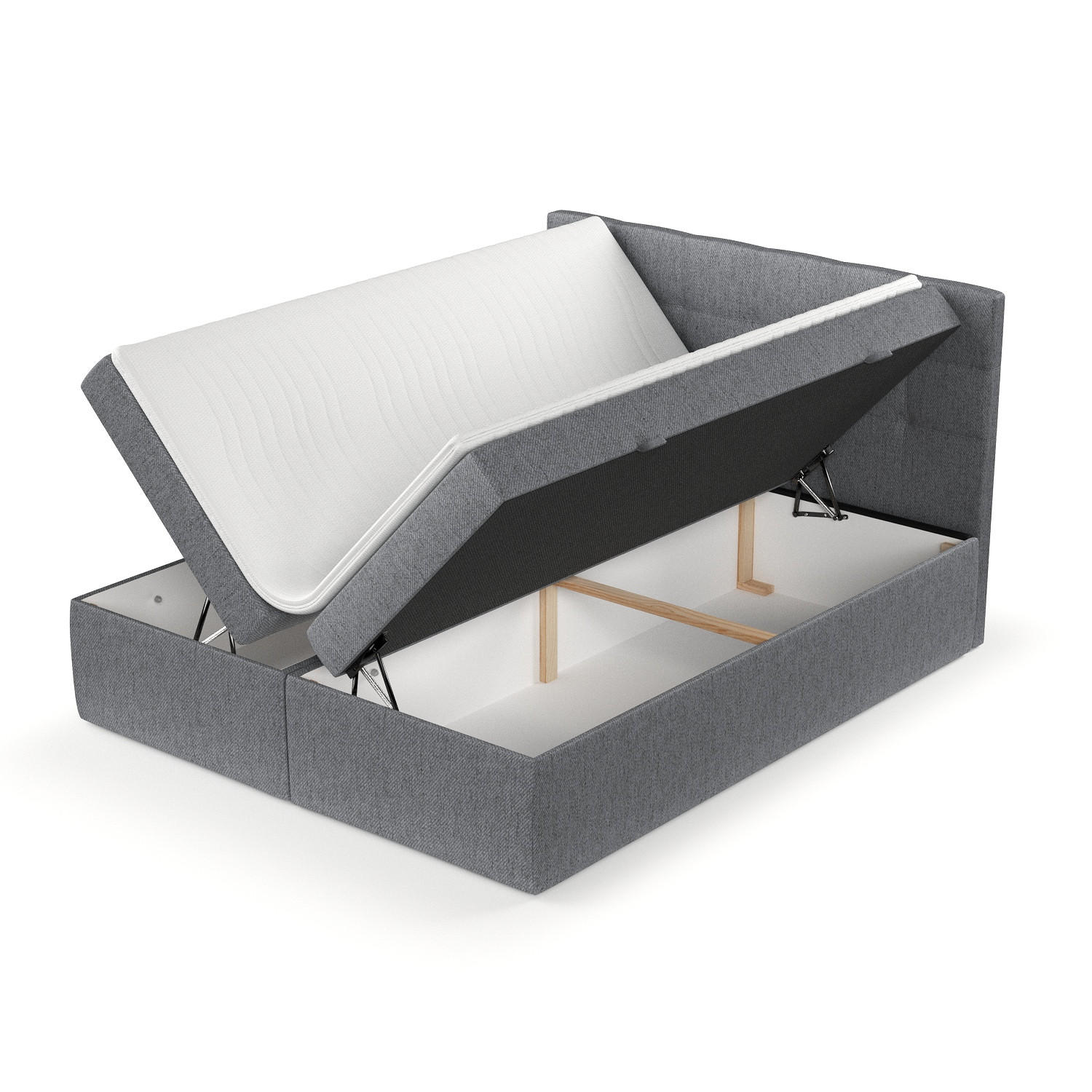 Thumbnail - Maison de Reve Boxbett, Grau, Textil, Buche, Kiefer, H2, Höhe ca. 18 cm, 180x200 cm, Oeko-Tex® Standard 100, FSC 100%, M...