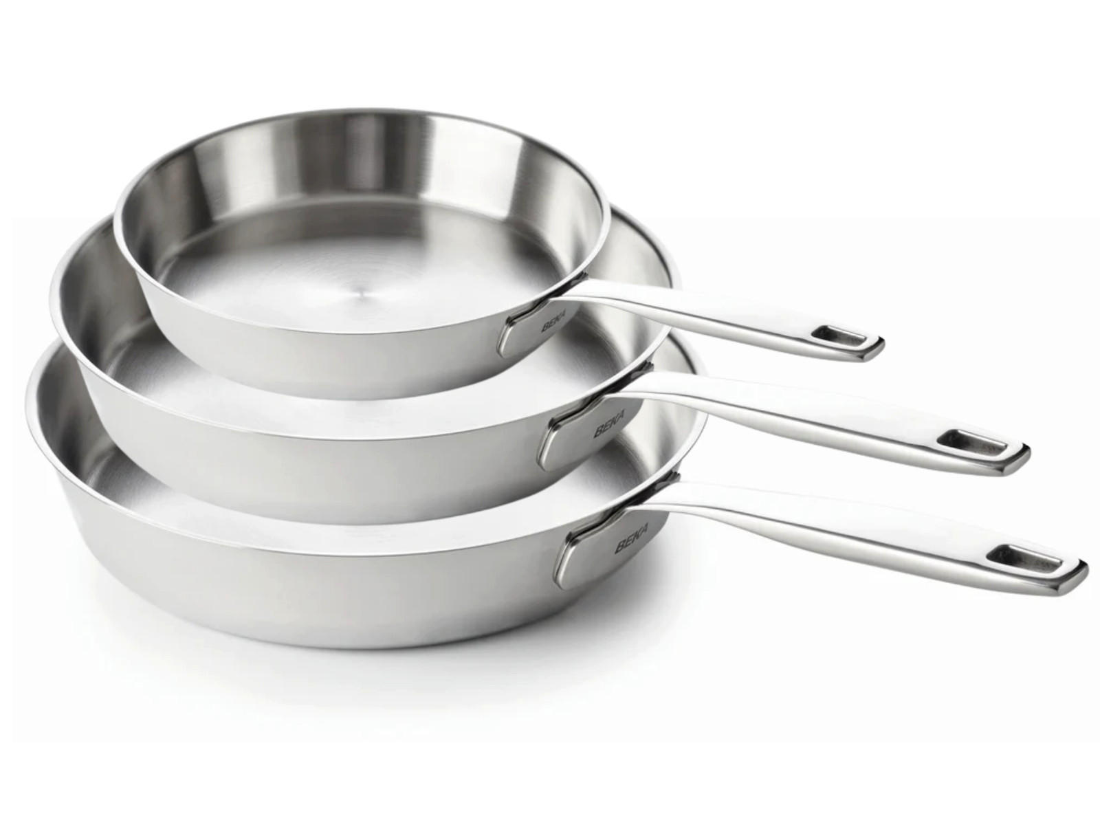 BRATPFANNEN-SET BratPFANNENSET Maestro Edelstahl Ø 20. 24 und 28 cm – geeignet für alle Wärmequellen – ohne Antihaftbeschichtung - Silberfarben, Metall (1/2/2cm)