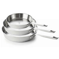 BRATPFANNEN-SET BratPFANNENSET Maestro Edelstahl Ø 20. 24 und 28 cm – geeignet für alle Wärmequellen – ohne Antihaftbeschichtung - Silberfarben, Metall (1/2/2cm)