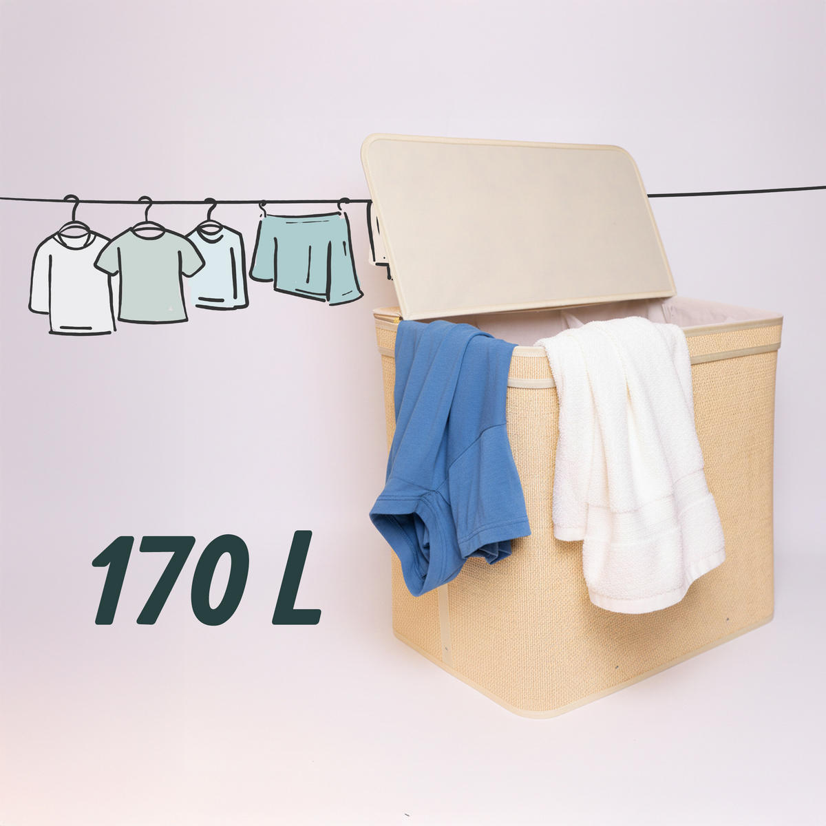 KÔŠ na prádlo - svetlohnedá, drevo/kompozitné drevo (44/67/61cm) - Relaxdays