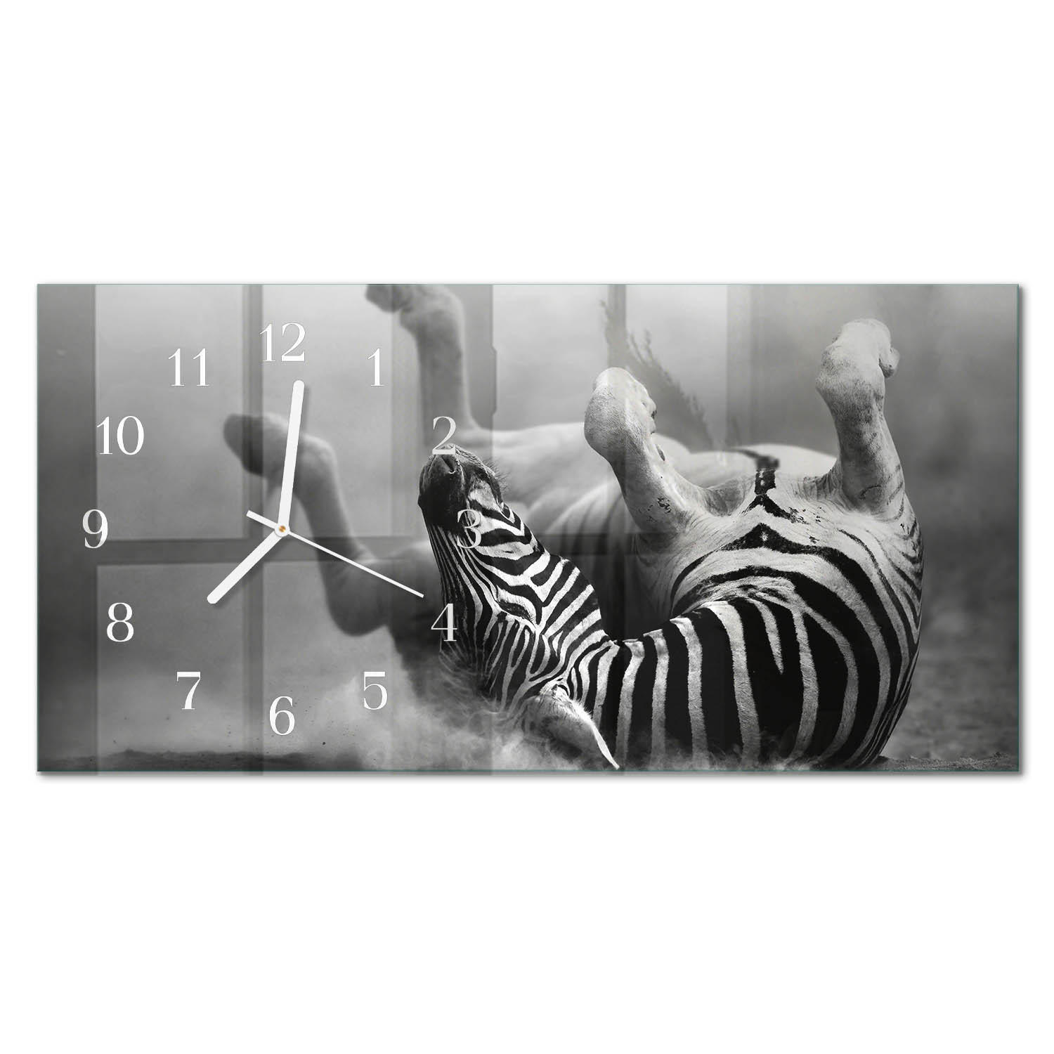 WANDUHR 60x30 cm - Blumenkunst - Schwarz, Glas (60/30/0.4cm) - TULUP