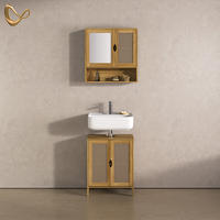 SADA KOUPELNOVÉHO NÁBYTKU Mincio, Bambus, 2dílná - přírodní, kompozitní dřevo (50/60/29cm) - Livinity®