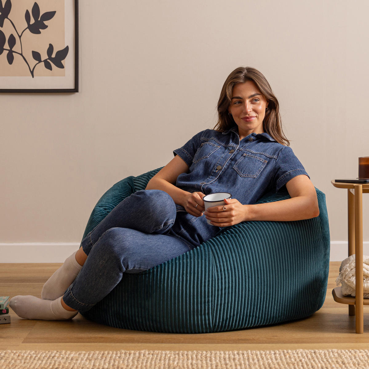 SITZSACK Cord Dalton XXL - Dunkelgrün, Textil (92/52/92cm) - icon