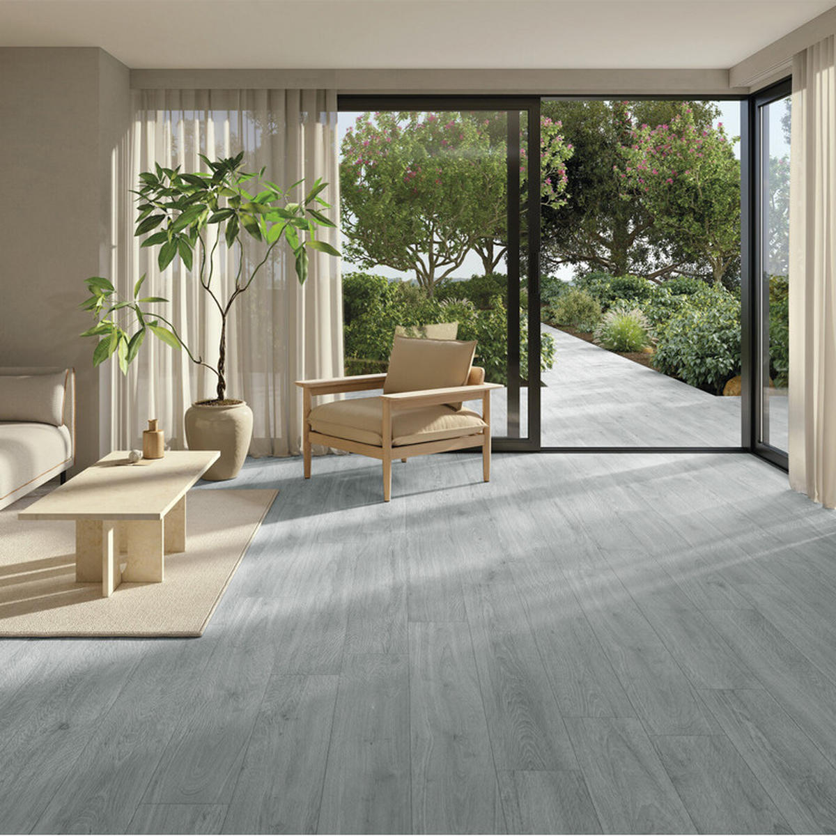VINYLBODEN 5m²/36-TLG. selbstklebend PVC - Hellgrau, Kunststoff (0.2/91.5/15.2cm) - Livingandhome