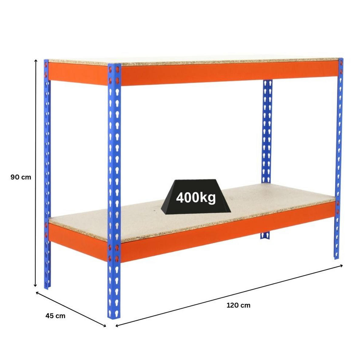 SCHWERLASTREGAL MINI WOOD YETI TWO | HxBxT 90x120x45cm | Fachlast 400kg | Blau-Orange - Gelb, Metall (120/90/45cm) - PROREGAL