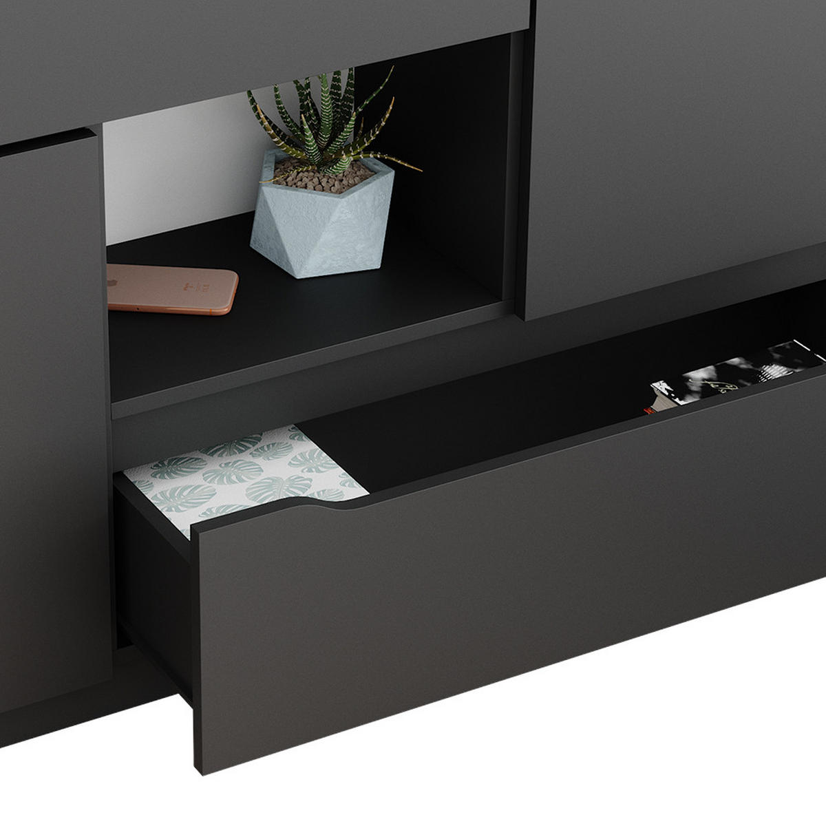 KOMMODE Ruben Anthrazit 120 x 84 cm - Anthrazit, Holzwerkstoff (120/84/30cm) - Vicco