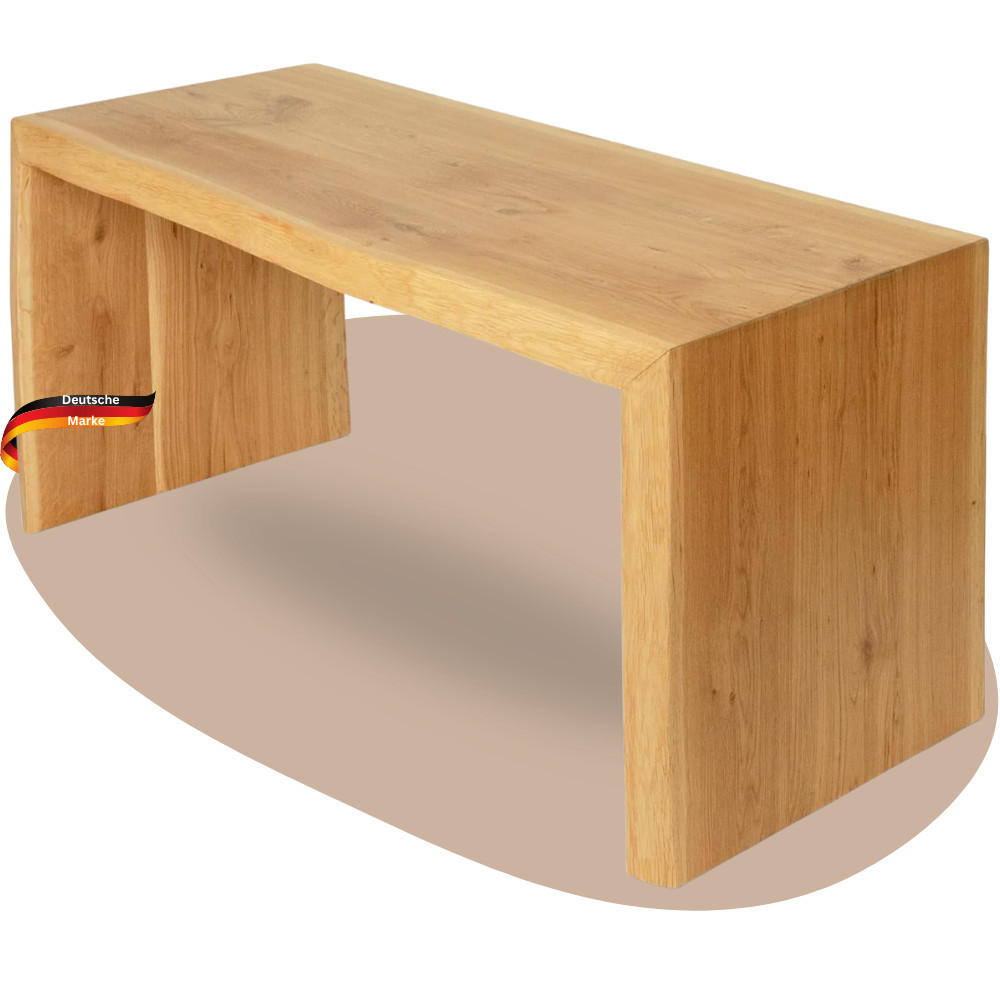 HOLZBANK EGON Eiche Massiv mit Baumkante 100x40x45 cm - Braun, Holz (100/45/40cm) - DELUKE