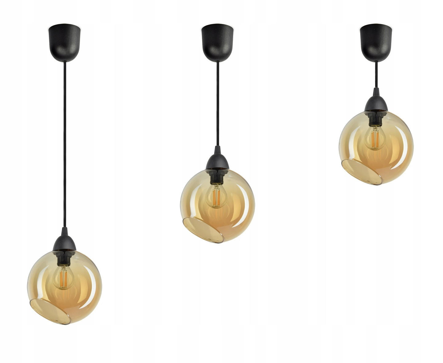 PENDELLEUCHTE Kogel - Transparent/Schwarz, Glas/Metall (15/15/80cm) - kiki design