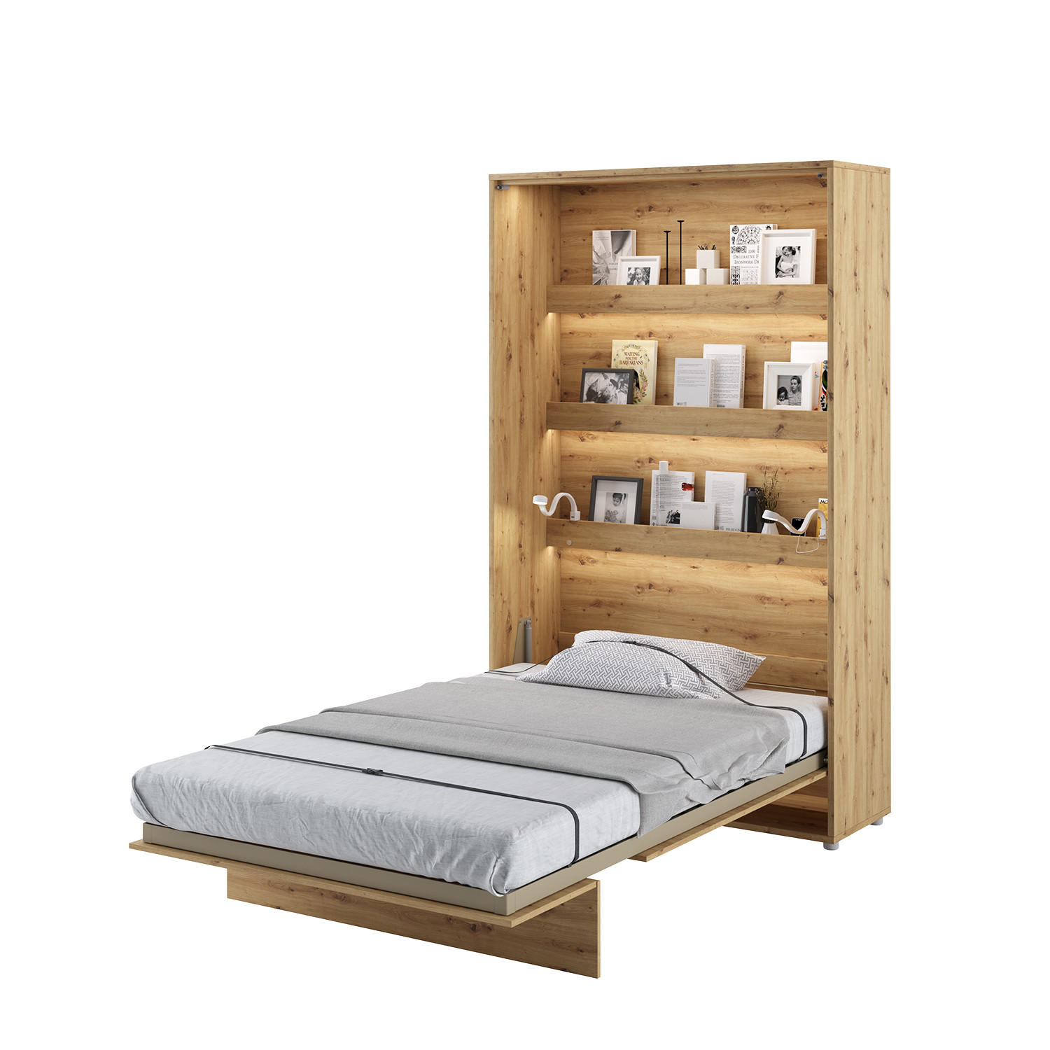 SCHRANKBETT BC-02 - 120x200cm Vertikal - Artisan Eiche mit Matratze - Eiche Artisan, Holzwerkstoff (120/200cm) - Meblini