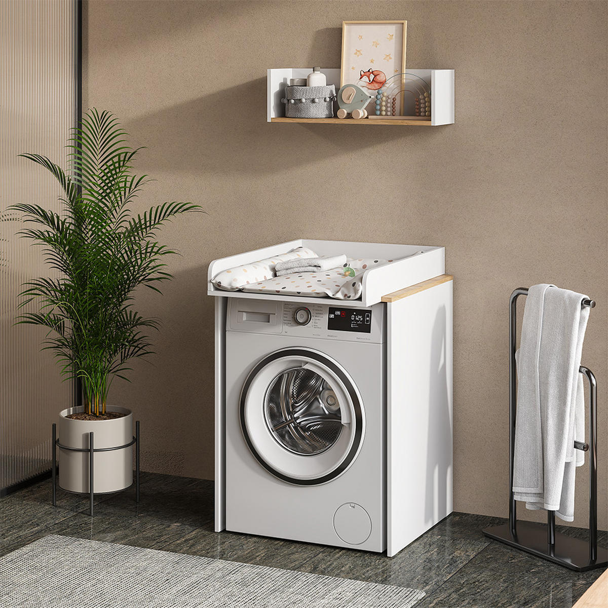 SKŘÍŇKA NA PRAČKU Viktor Bílá/Artisan - bílá, kompozitní dřevo (68/88.2/60cm) - Vicco