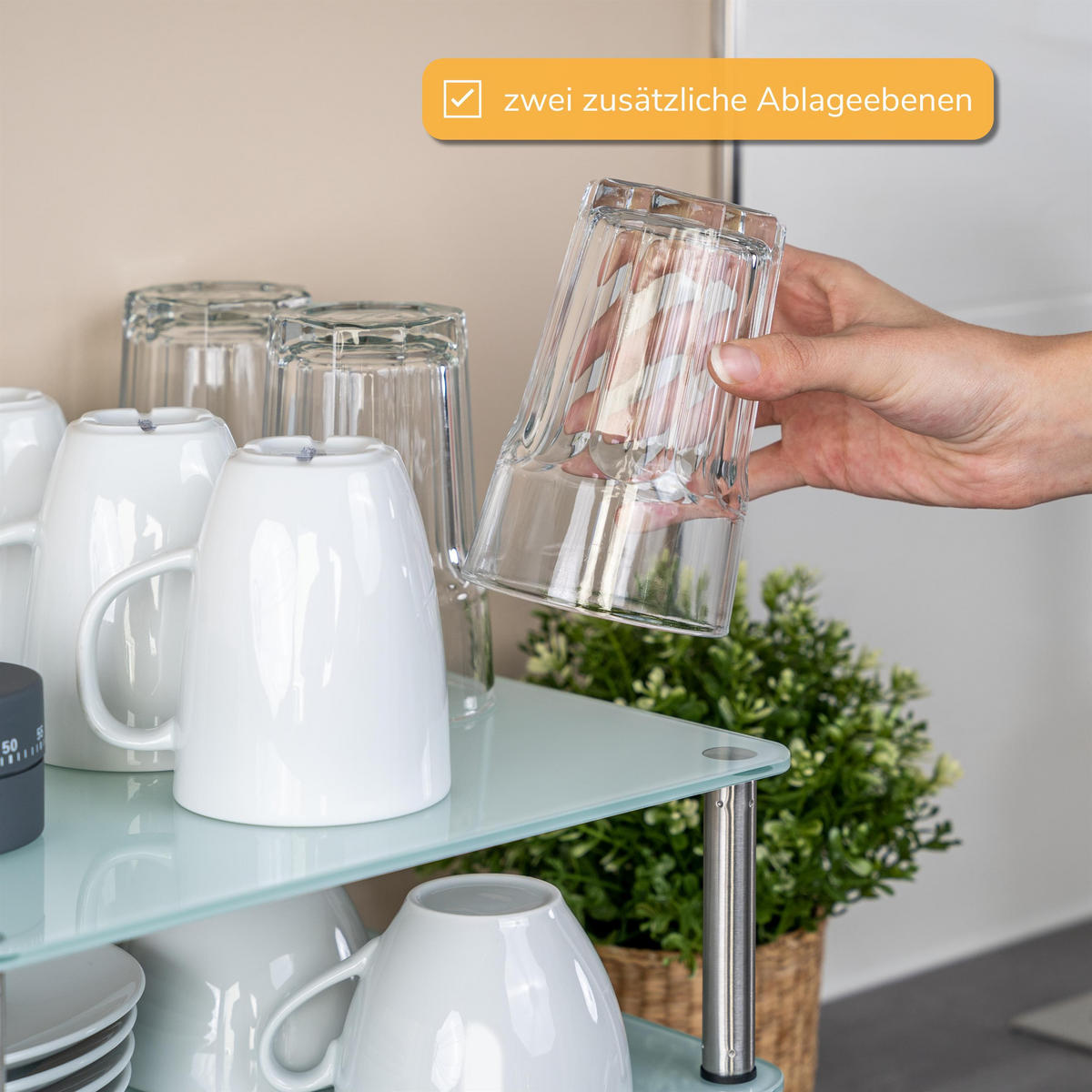 GLAS-KÜCHENREGAL weiß - Weiß, Glas (32/21/28cm) - bremermann