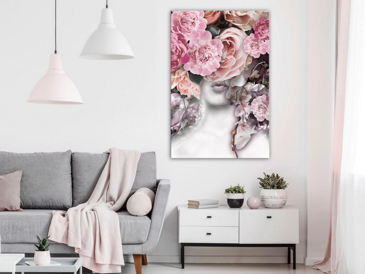 KUNSTDRUCK Grau 80/120 cm - Pink/Grau, Textil (80/120cm) - KUNSTLOFT