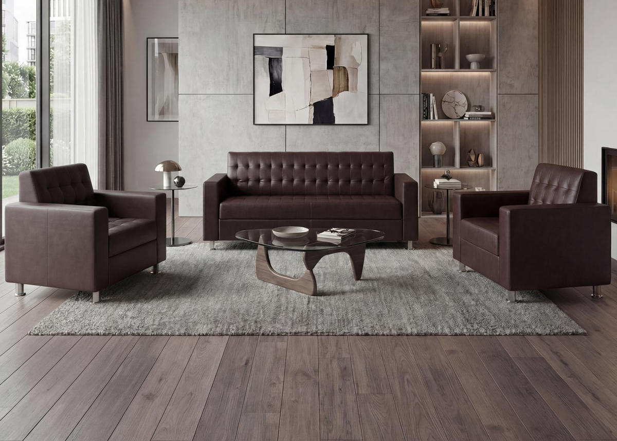 SOFAGARNITUR Dunkelbraun - Dunkelbraun, Textil (89/82/75cm) - MCW