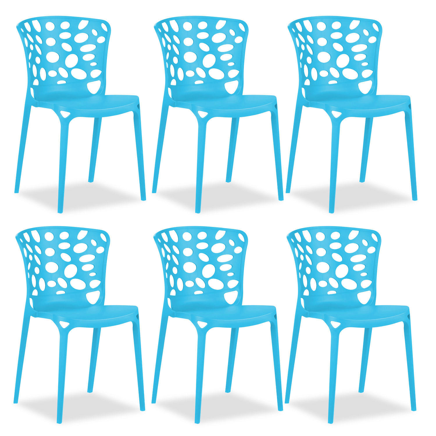 GARTENSTUHL 6er-Set Kunststoff Blau - Blau, Kunststoff (47/83/47cm) - Homestyle4u